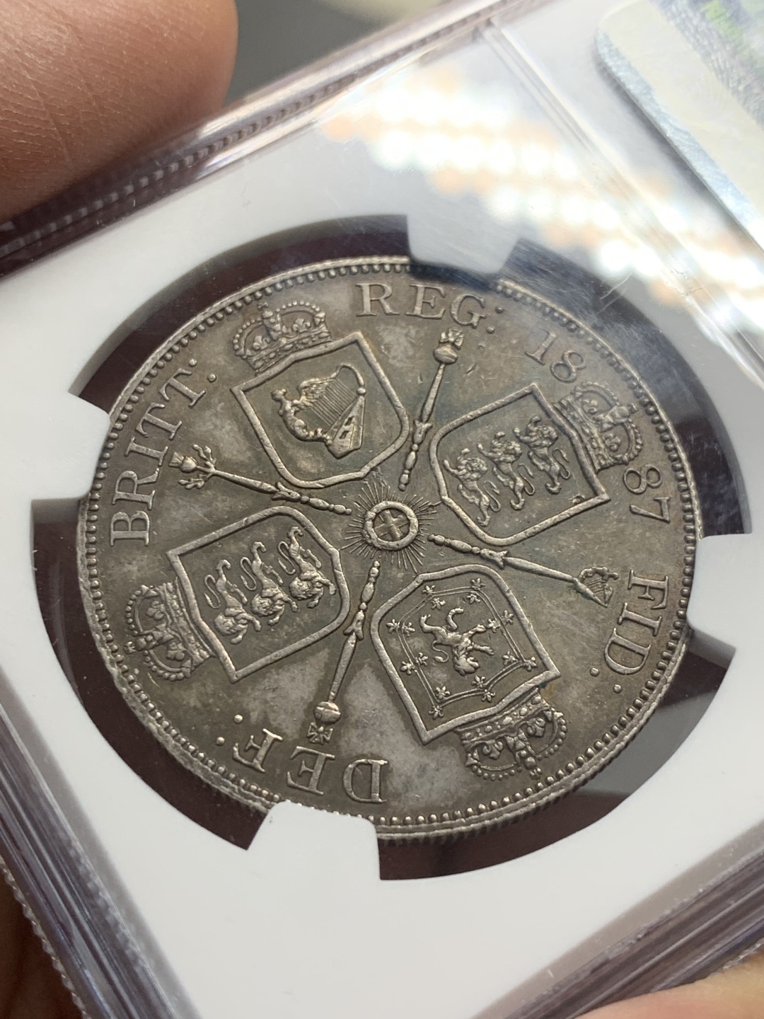 《竞宝斋》第136场-周日，周一连拍 (全场包邮) NGC UNCD 1887年 英国 维多利亚 4先令（双福林）银币 原味状态 细节非常好