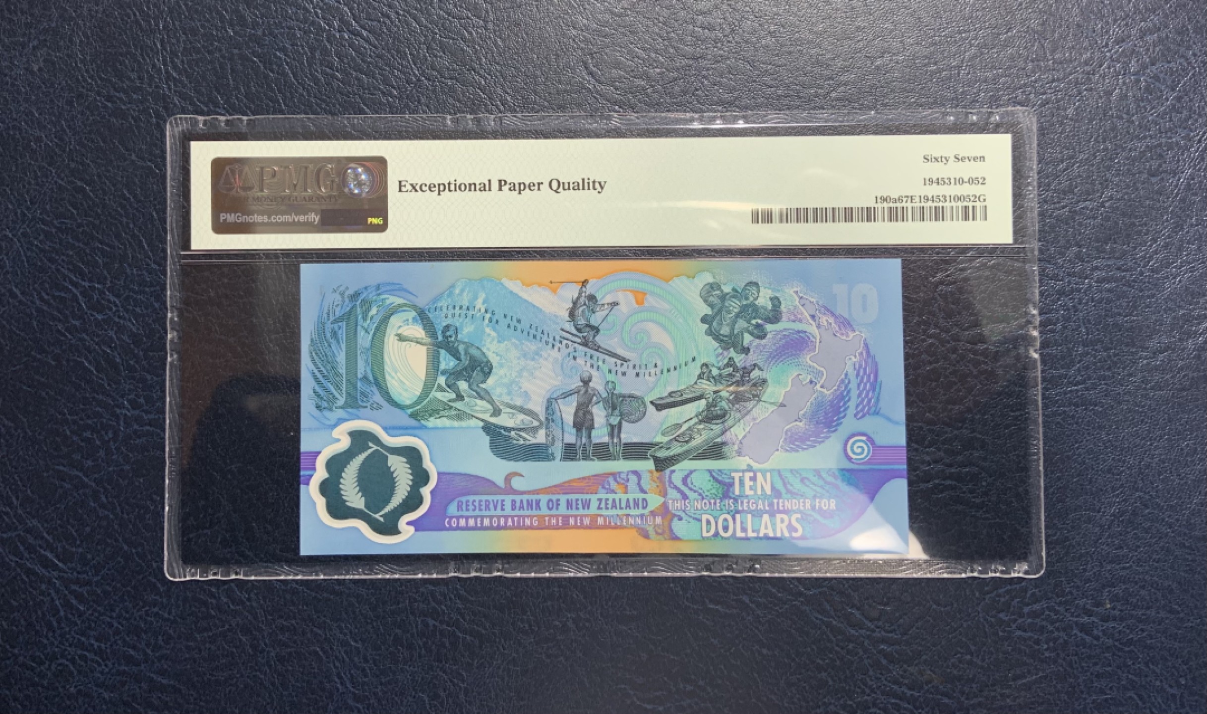 收藏联盟Quantum Auction 第234期拍卖 新西兰2000年10元千禧年纪念钞 PMG67 少见品种塑料钞