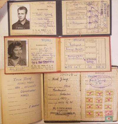 无限收藏-0起通辽制服勋赏制服交流 - 匈牙利人民共和国早期夫妻套证 带有全套党费记录 包括含照片的身份证 党证和工会证