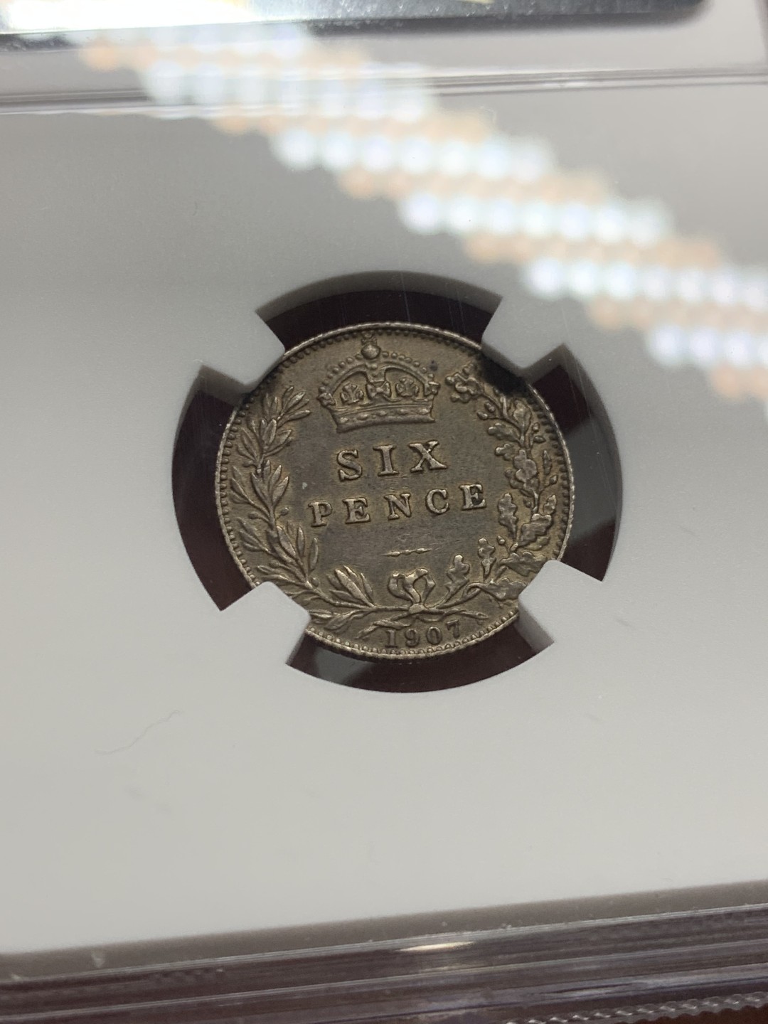 《竞宝斋》第136场-周日，周一连拍 (全场包邮) NGC-AU55 英国1907年 爱德华七世 6便士银币少见品种 一般都不给分