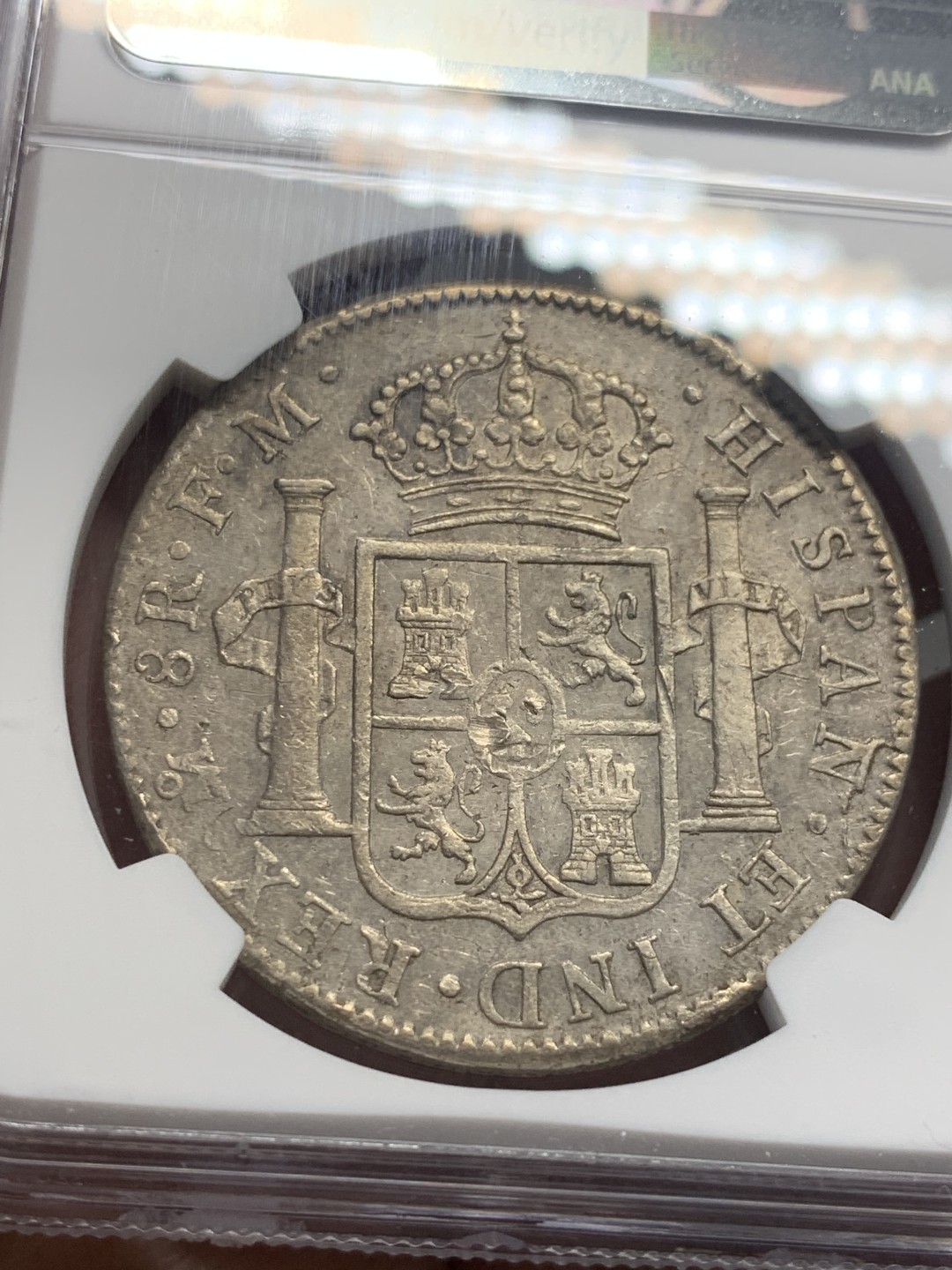 《竞宝斋》第136场-周日，周一连拍 (全场包邮) NGC AU 墨西哥 1797年 卡四 8R 双柱 大银币 原味状态 细节不错