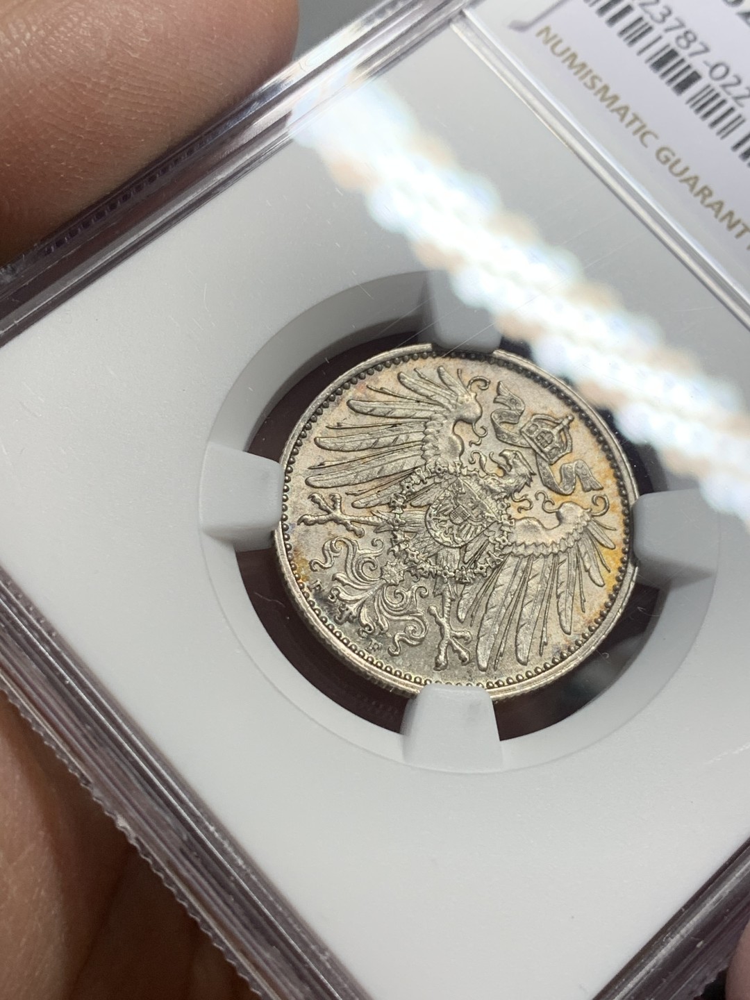 《竞宝斋》第136场-周日，周一连拍 (全场包邮) NGC-MS62 德国1916年 1马克银币 好品原光