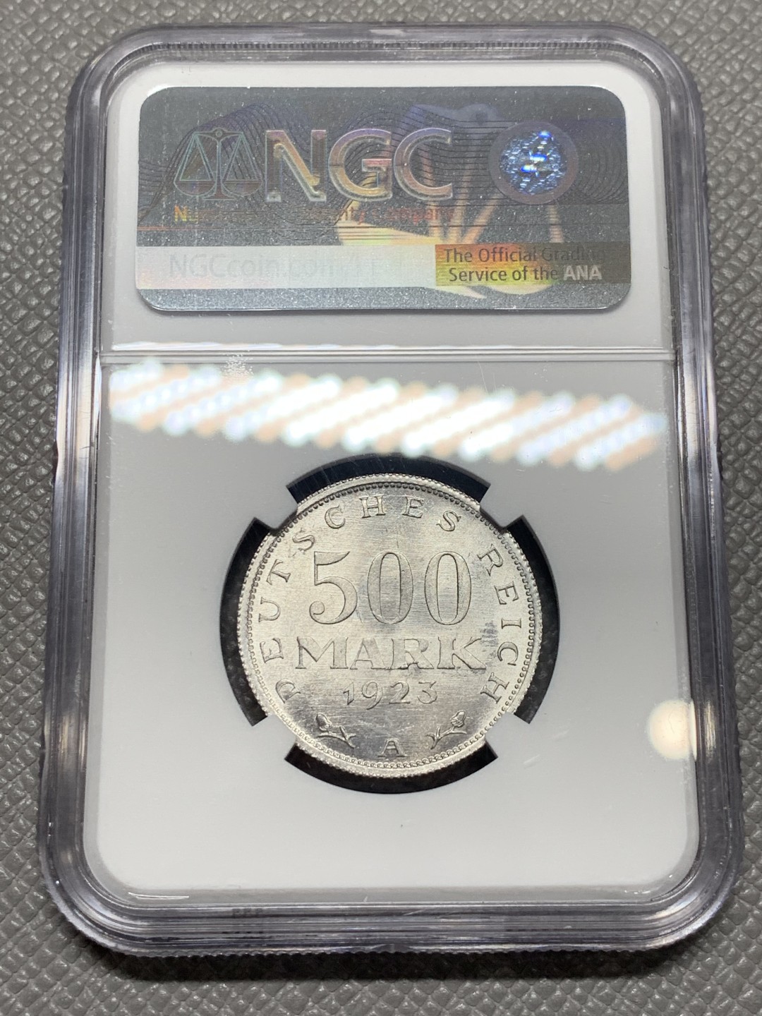 《竞宝斋》第136场-周日，周一连拍 (全场包邮) NGC-MS65 德国1923年 老鹰500马克 铝币 高分辅币