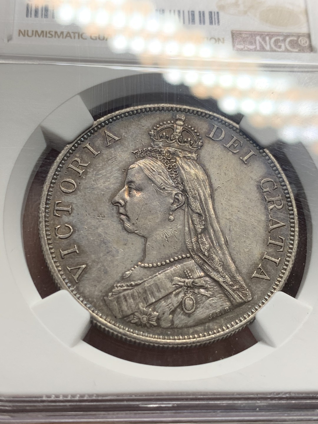 《竞宝斋》第136场-周日，周一连拍 (全场包邮) NGC UNCD 1887年 英国 维多利亚 4先令（双福林）银币 原味状态 细节非常好