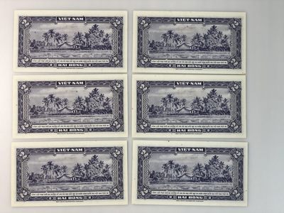 【三泉🏦Quan Se】拍卖第6期- - 南越1955年2盾6连号，稀少【UNC，有轻微黄斑】