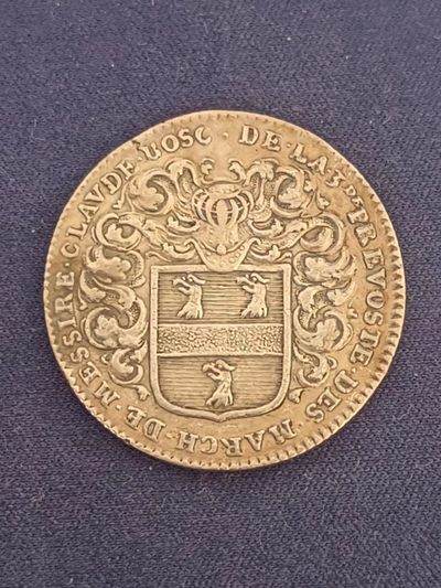 精品八角代币jeton专场第8期（路易大帝，拿破仑，安托瓦内特，新艺术） - 法国1698年银jeton，CLAUDE BOSC的三月序言，26mm，6g。