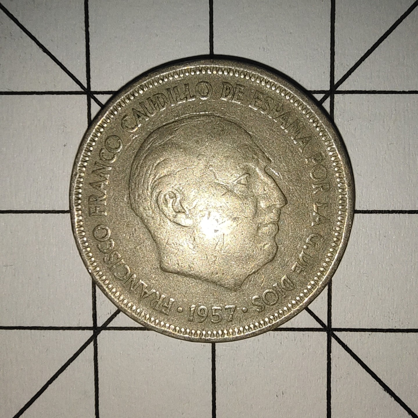 收藏之家世界硬币第10期(满20包邮，可多场累计。捡漏，无押金，无佣金) 西班牙5比塞塔1957年