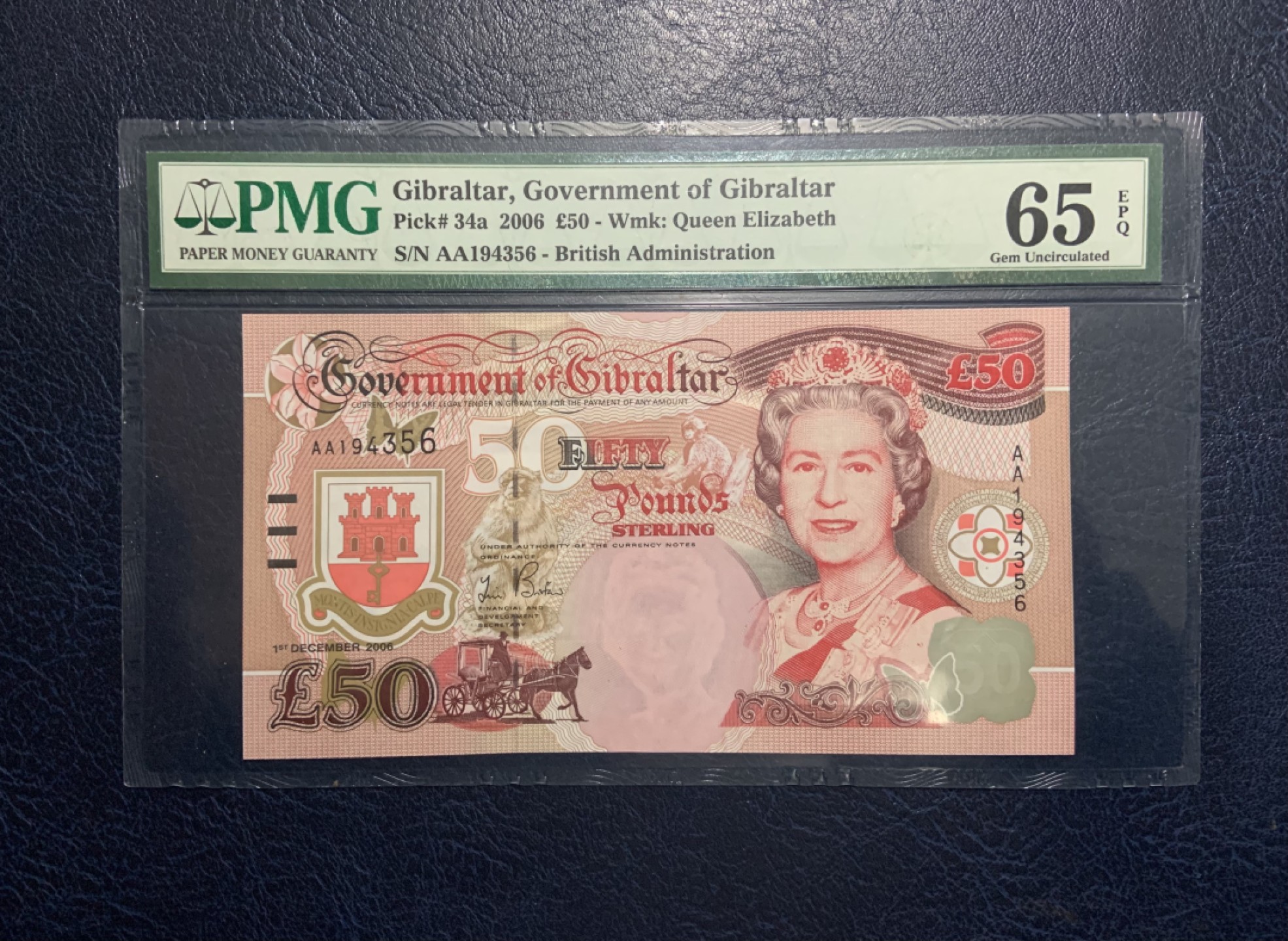 收藏联盟Quantum Auction 第235期拍卖 直布罗陀2006年50镑 PMG65 首发AA冠