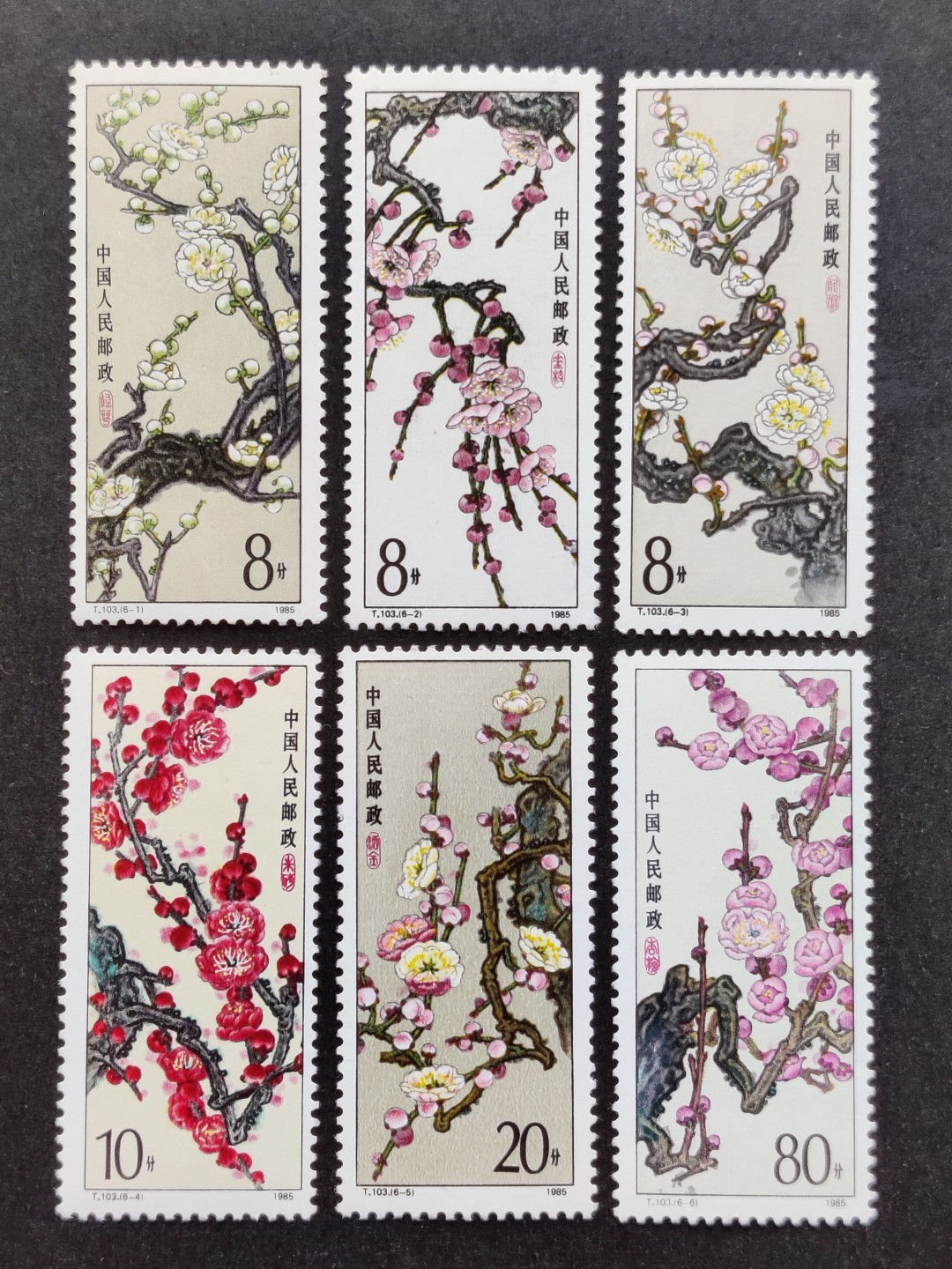 洪涛臻品批发群  精选邮票限时拍卖第一百八十一期 T103 梅花 新全套 原胶全品