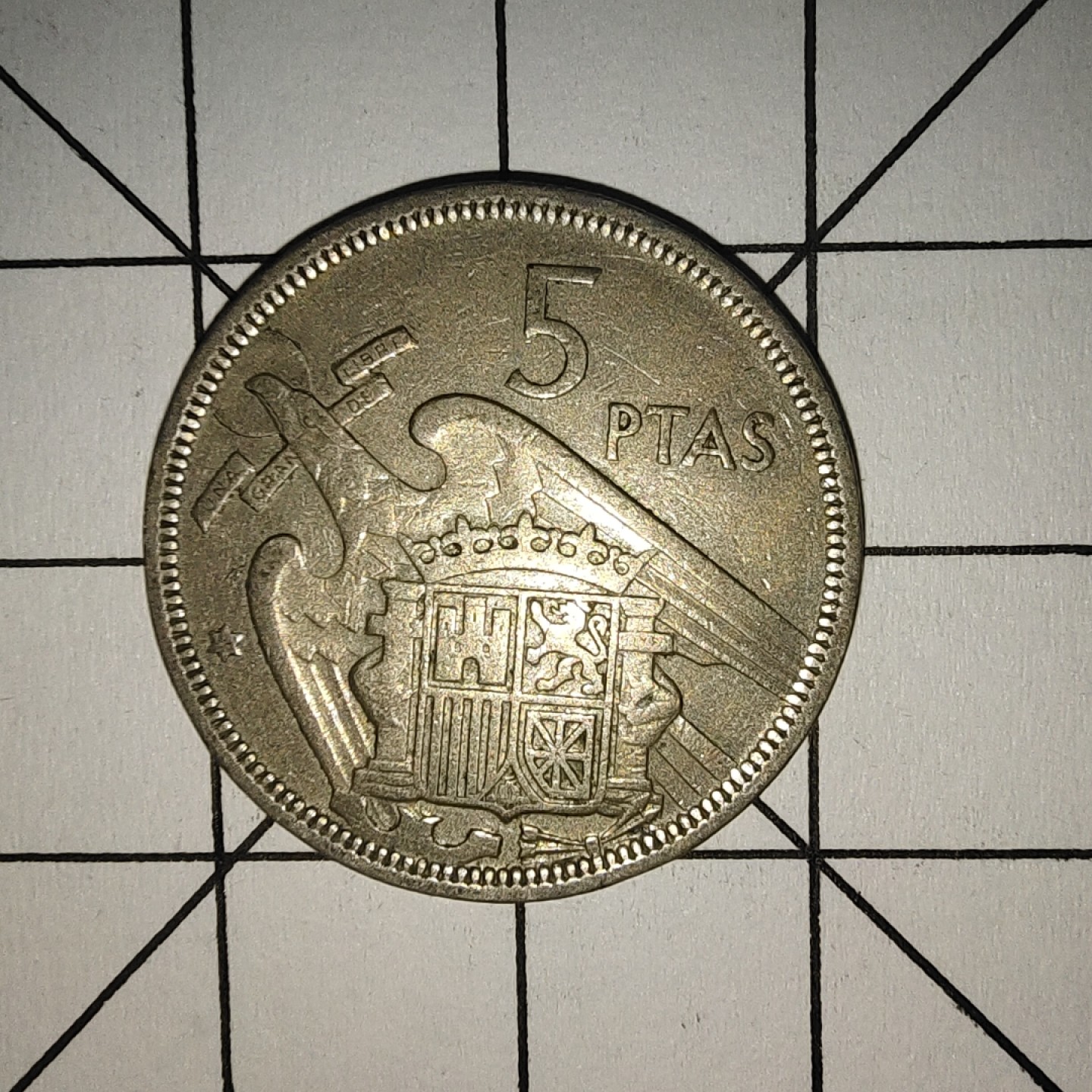 收藏之家世界硬币第10期(满20包邮，可多场累计。捡漏，无押金，无佣金) 西班牙5比塞塔1957年