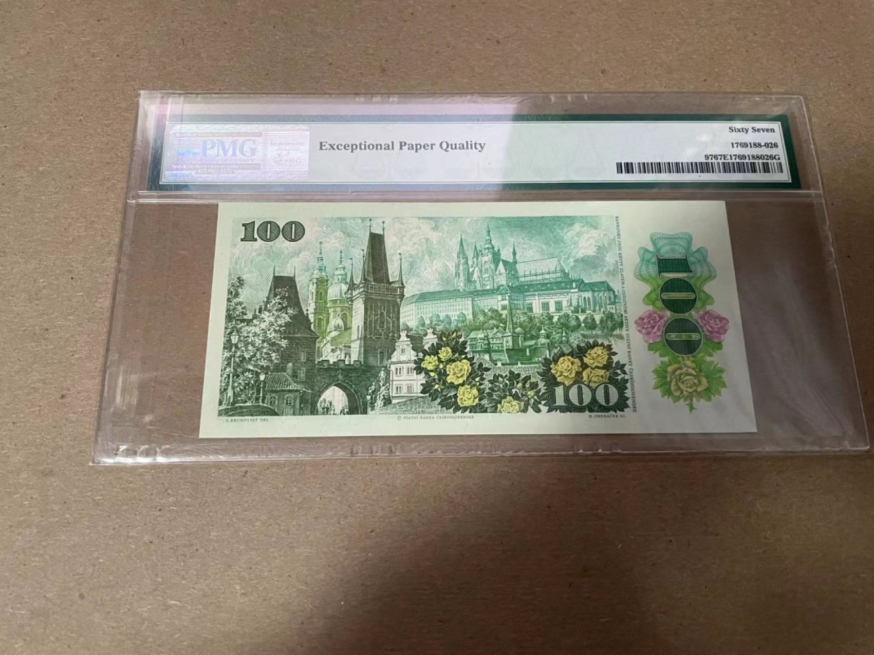 【Blue Auction】✨世界纸币精拍第294期——若泽一世国王 捷斯 1989年100克朗 PMG67EPQ 布拉格之春