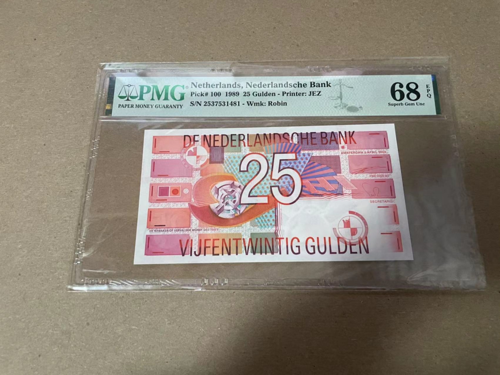 【Blue Auction】✨世界纸币精拍第294期——若泽一世国王 荷兰 1989年25盾 PMG68EPQ 高分