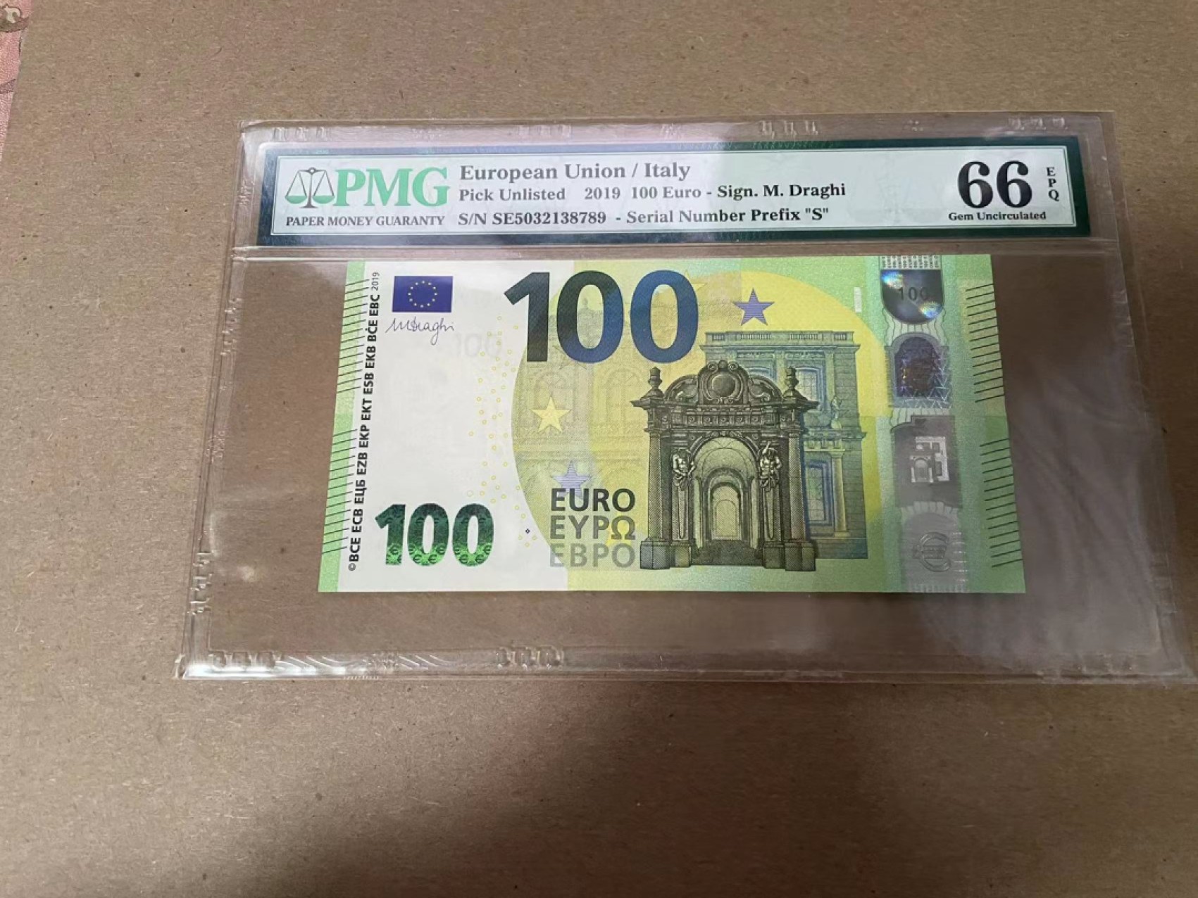 【Blue Auction】✨世界纸币精拍第294期——若泽一世国王 欧盟 2019年100欧元 意大利版 PMG66EPQ 