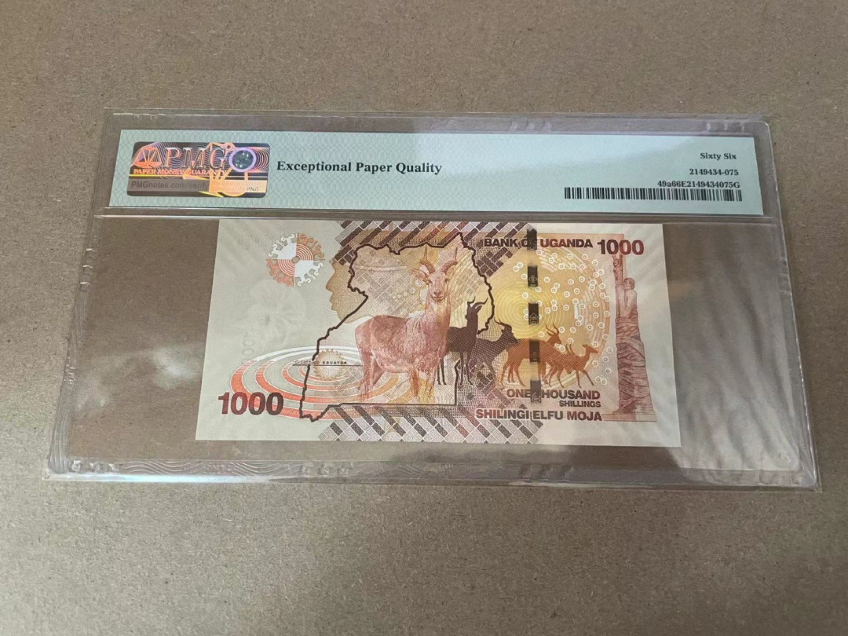 【Blue Auction】✨世界纸币精拍第294期——若泽一世国王 【AA初版】乌干达 2010年1000先令 PMG66EPQ 