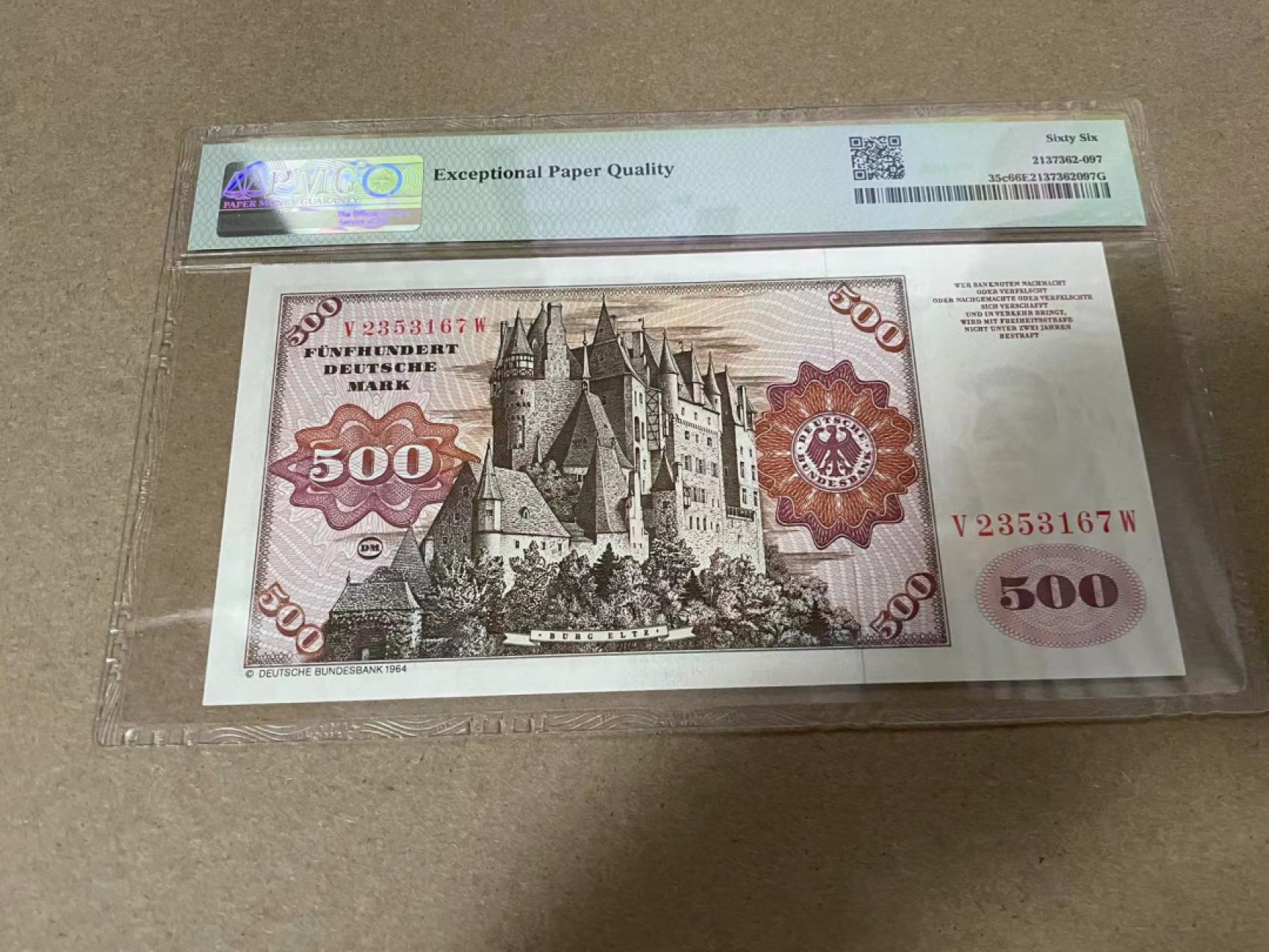 【Blue Auction】✨世界纸币精拍第294期——若泽一世国王 德国 1980年500马克 PMG66EPQ 经典大副 雕刻精美