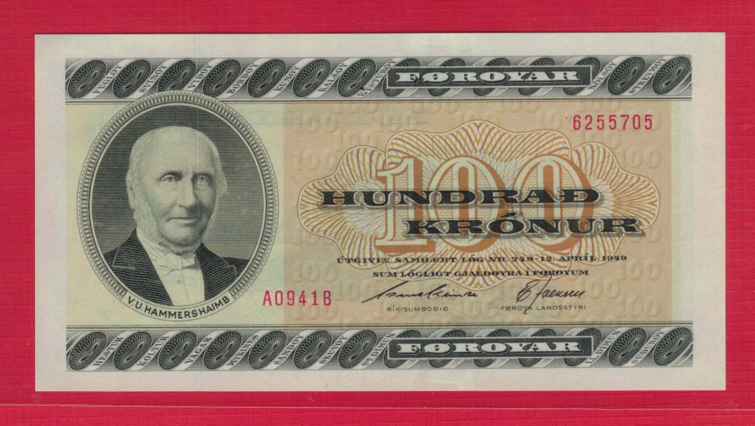 法罗群岛1994年100克朗 P-21f 欧洲纸币 实物图 UNC