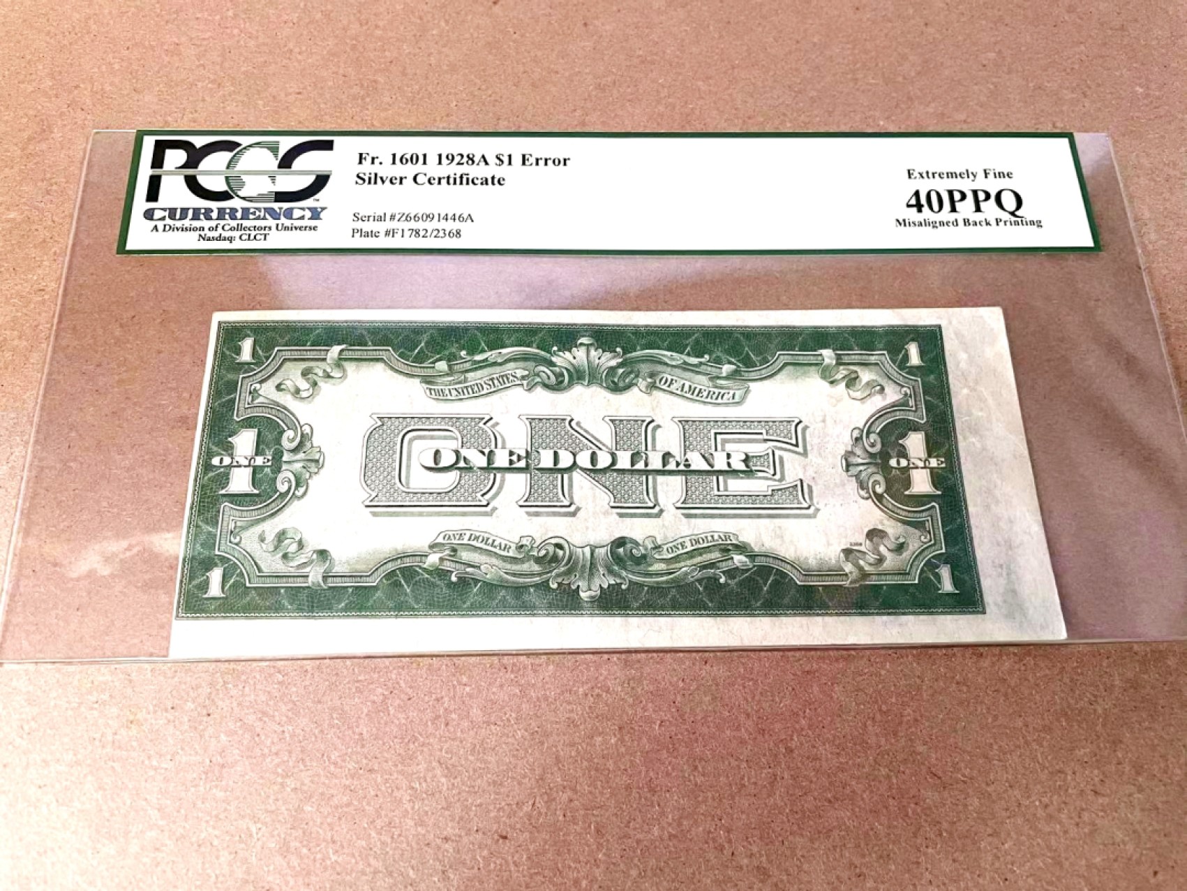 【Blue Auction】✨世界纸币精拍第294期——若泽一世国王 【早期错票较少见 Misaligned back printing】美国 1928A 1美金 PCGS绿标40EPQ 原票