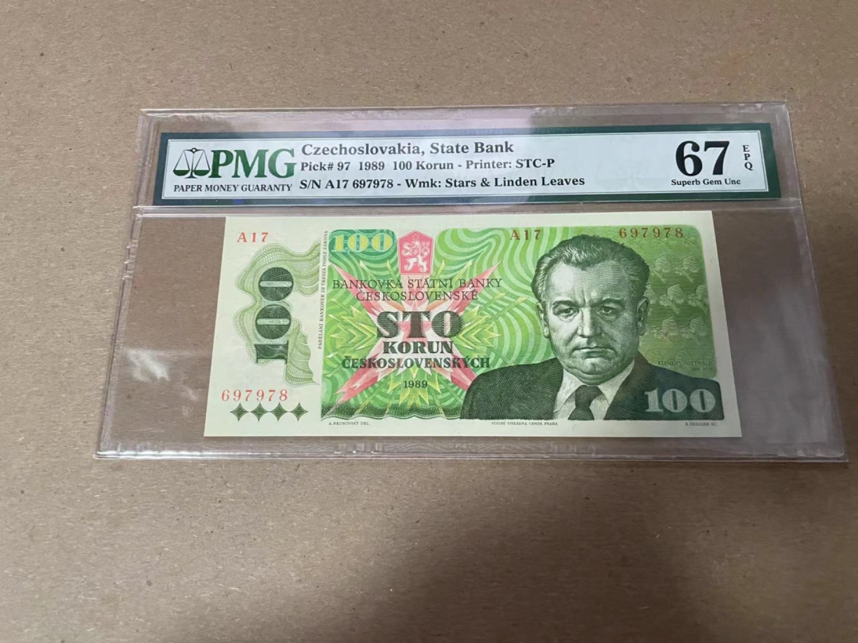 【Blue Auction】✨世界纸币精拍第294期——若泽一世国王 捷斯 1989年100克朗 PMG67EPQ 布拉格之春