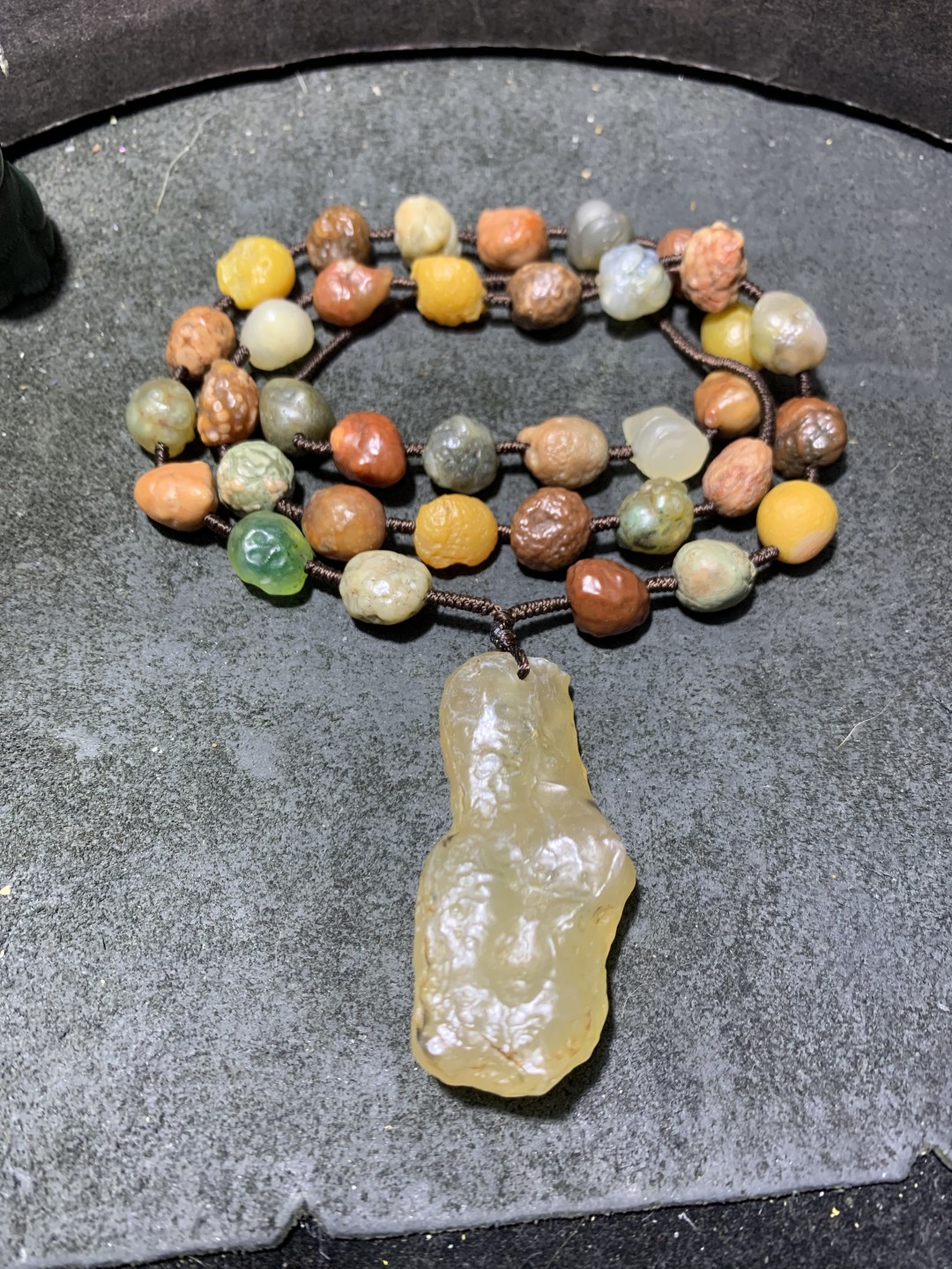 精美戈壁多彩筋脉石冰透大吊坠项链一条！