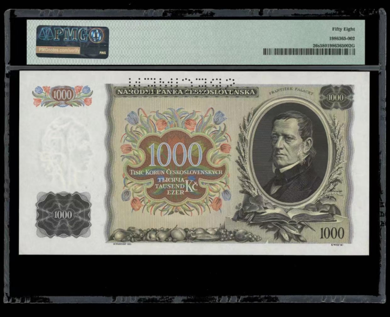 【Blue Auction】✨世界纸币精拍第294期——若泽一世国王 捷斯 1934年1000克朗 样钞 PMG58 大票幅 