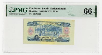 越南南越南方解放区1966年(1975年)20xu 中国代印援外钞 PMG66EPQ - 越南南越南方解放区1966年(1975年)20xu 中国代印援外钞 PMG66EPQ