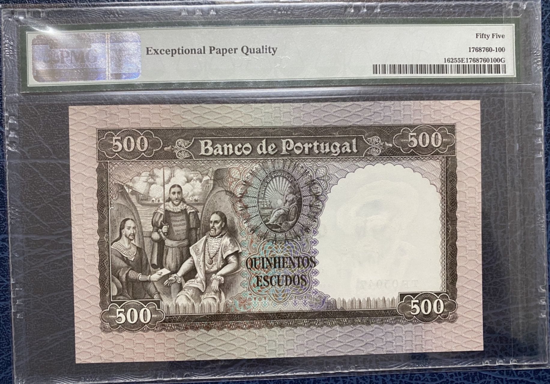 【Blue Auction】✨世界纸币精拍第294期——若泽一世国王 葡萄牙 1958年500埃斯库多 PMG55EPQ BWC出品 少见品种