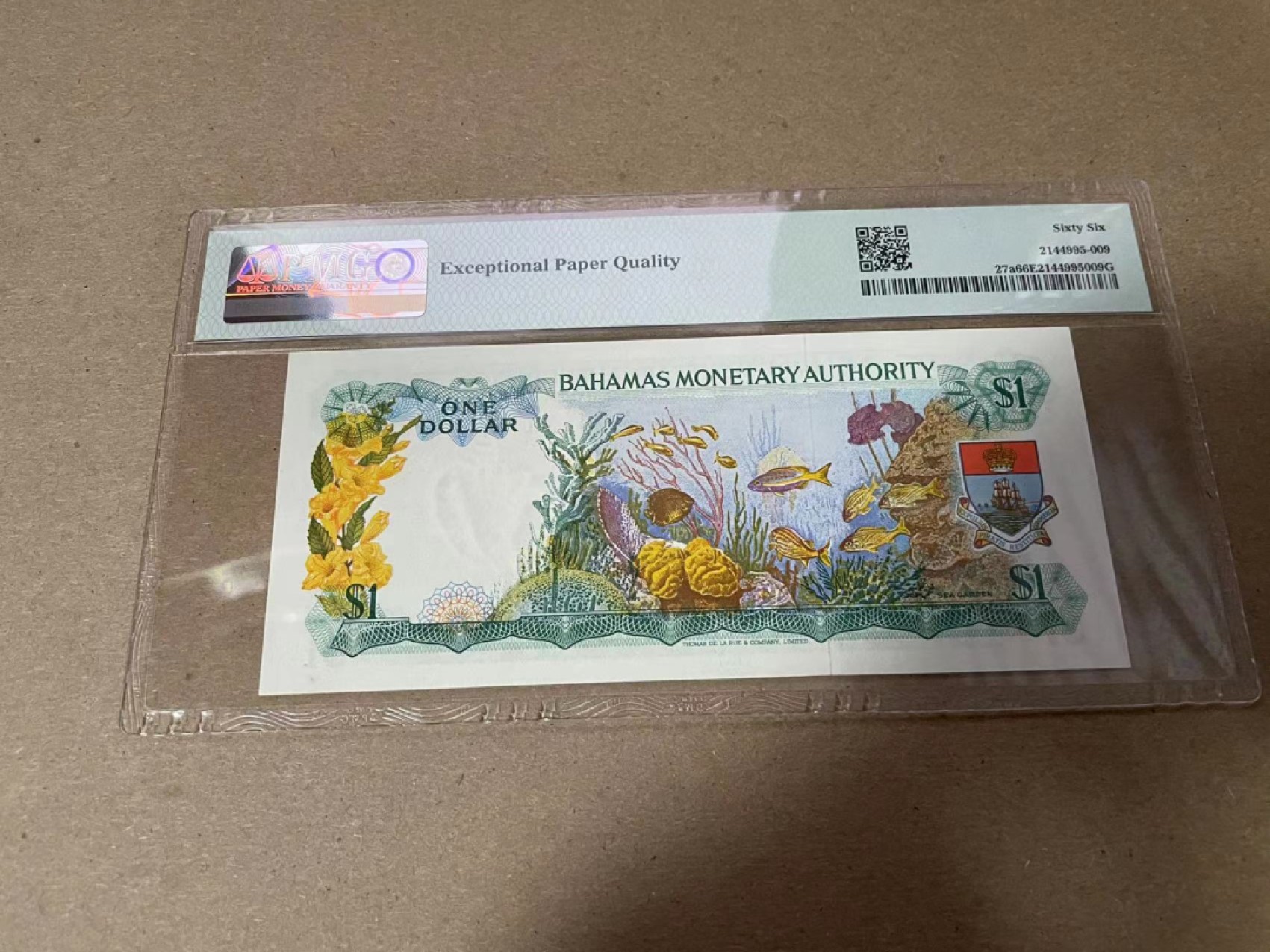 【Blue Auction】✨世界纸币精拍第294期——若泽一世国王 巴哈马 1968年1元 女王 彩背 PMG66EPQ 