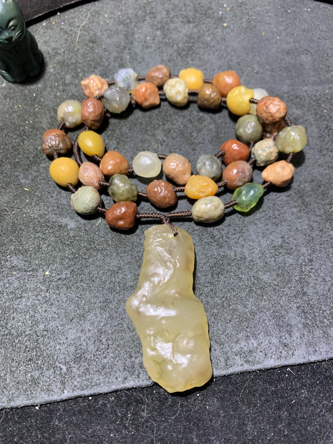 精美戈壁多彩筋脉石冰透大吊坠项链一条！