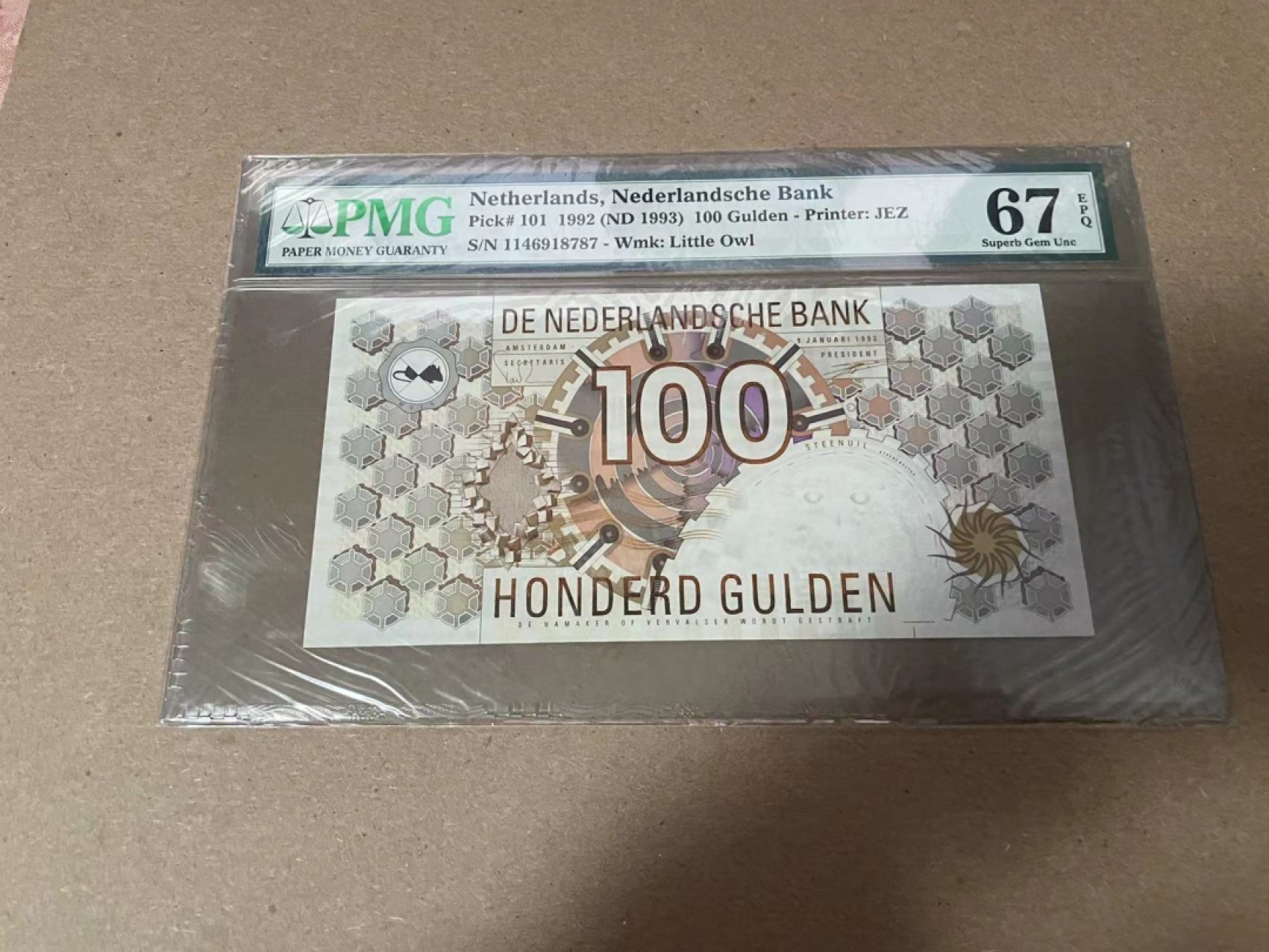 【Blue Auction】✨世界纸币精拍第294期——若泽一世国王 荷兰 1992年100盾 PMG67EPQ 