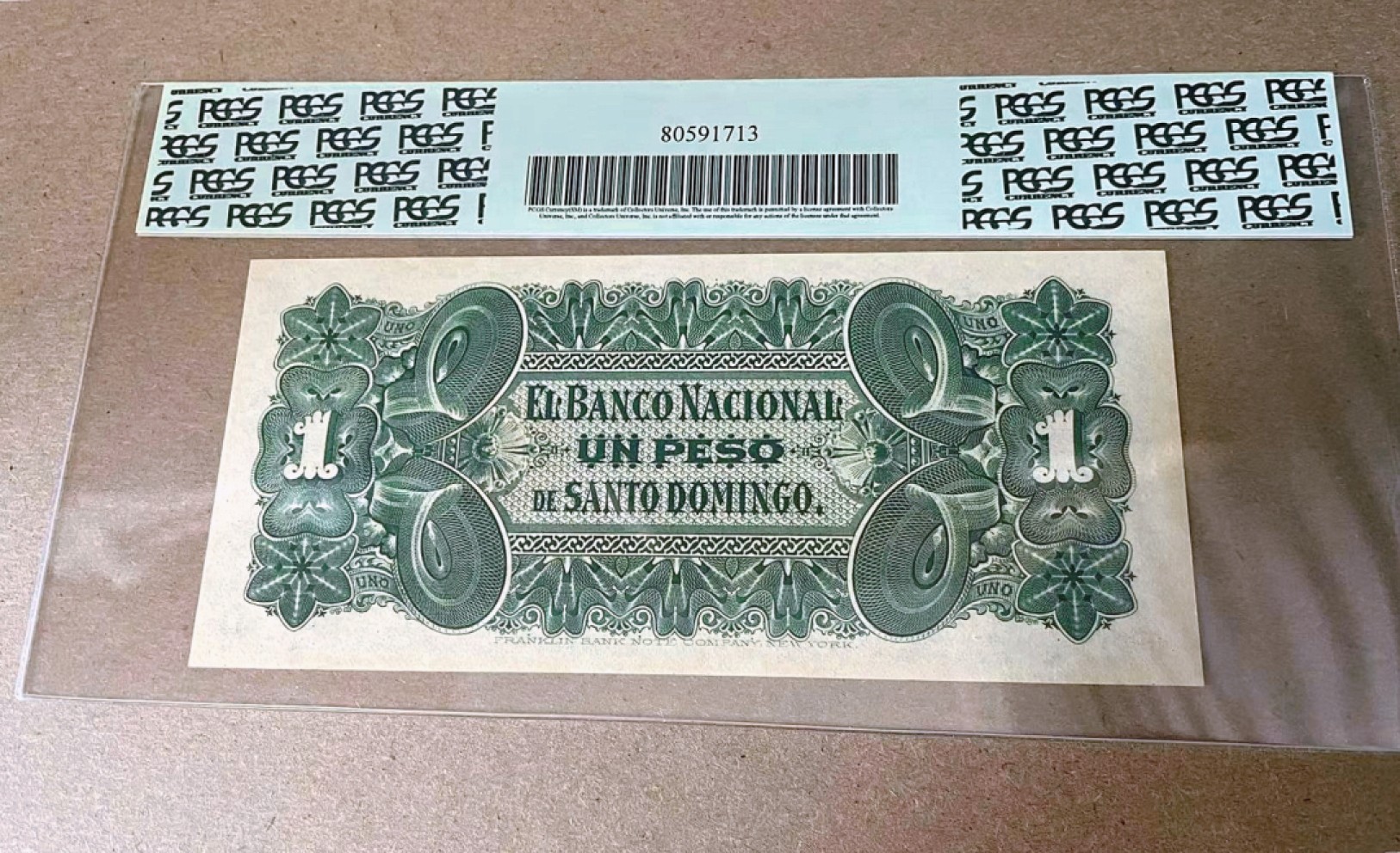 【Blue Auction】✨世界纸币精拍第294期——若泽一世国王 【百年风云】多米尼加 1889年1比索 PCGS绿标64EPQ 全新原票 美女 双面雕刻绿钞