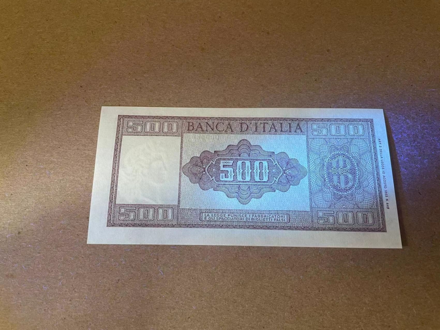 【Blue Auction】✨世界纸币精拍第294期——若泽一世国王 【百位小号少见】意大利 1961年500里拉 经典谷神 UNC- 水印精美  