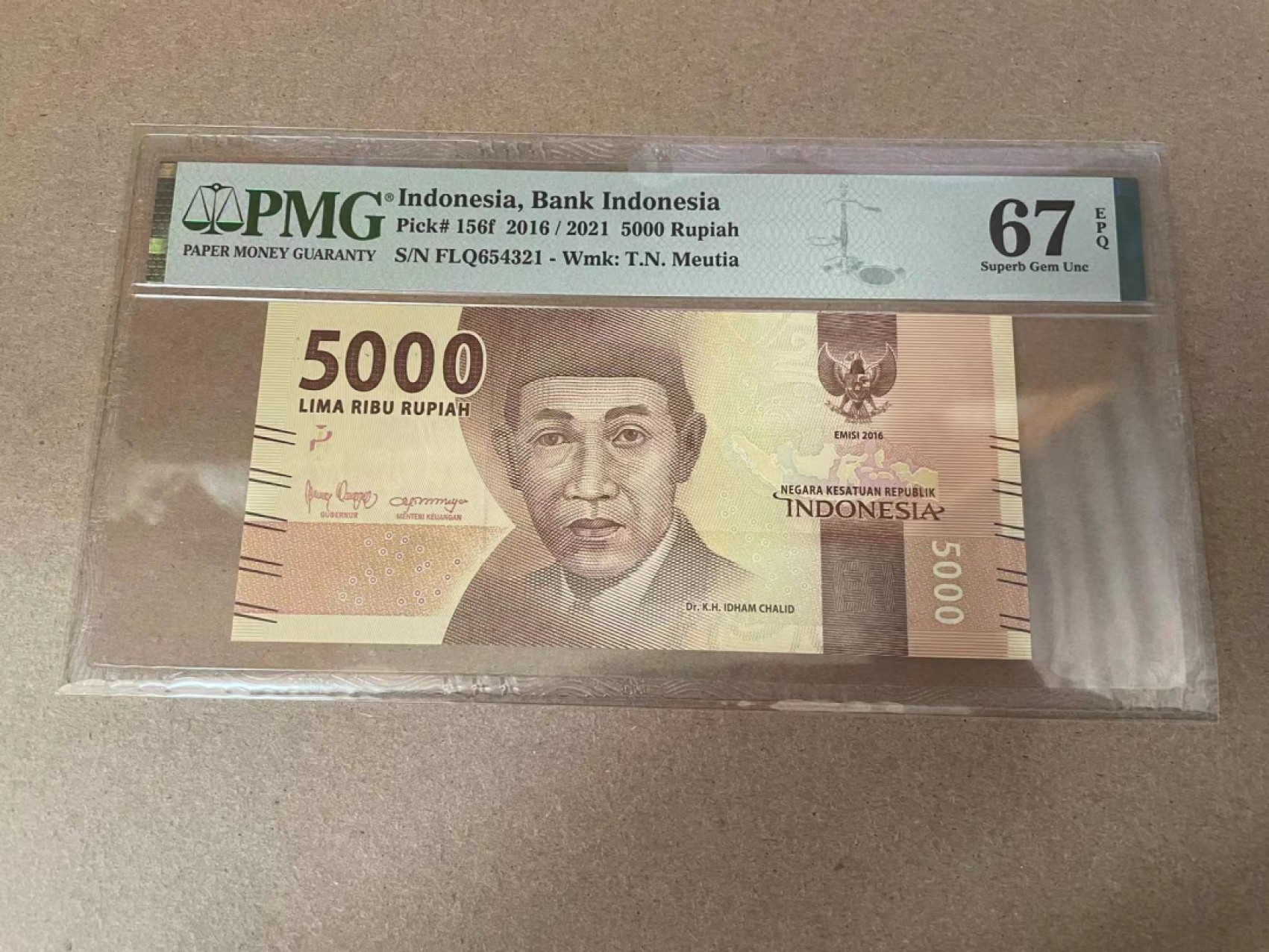 【Blue Auction】✨世界纸币精拍第294期——若泽一世国王 【654321阶梯号】印尼 2016年5000卢比 PMG67EPQ 