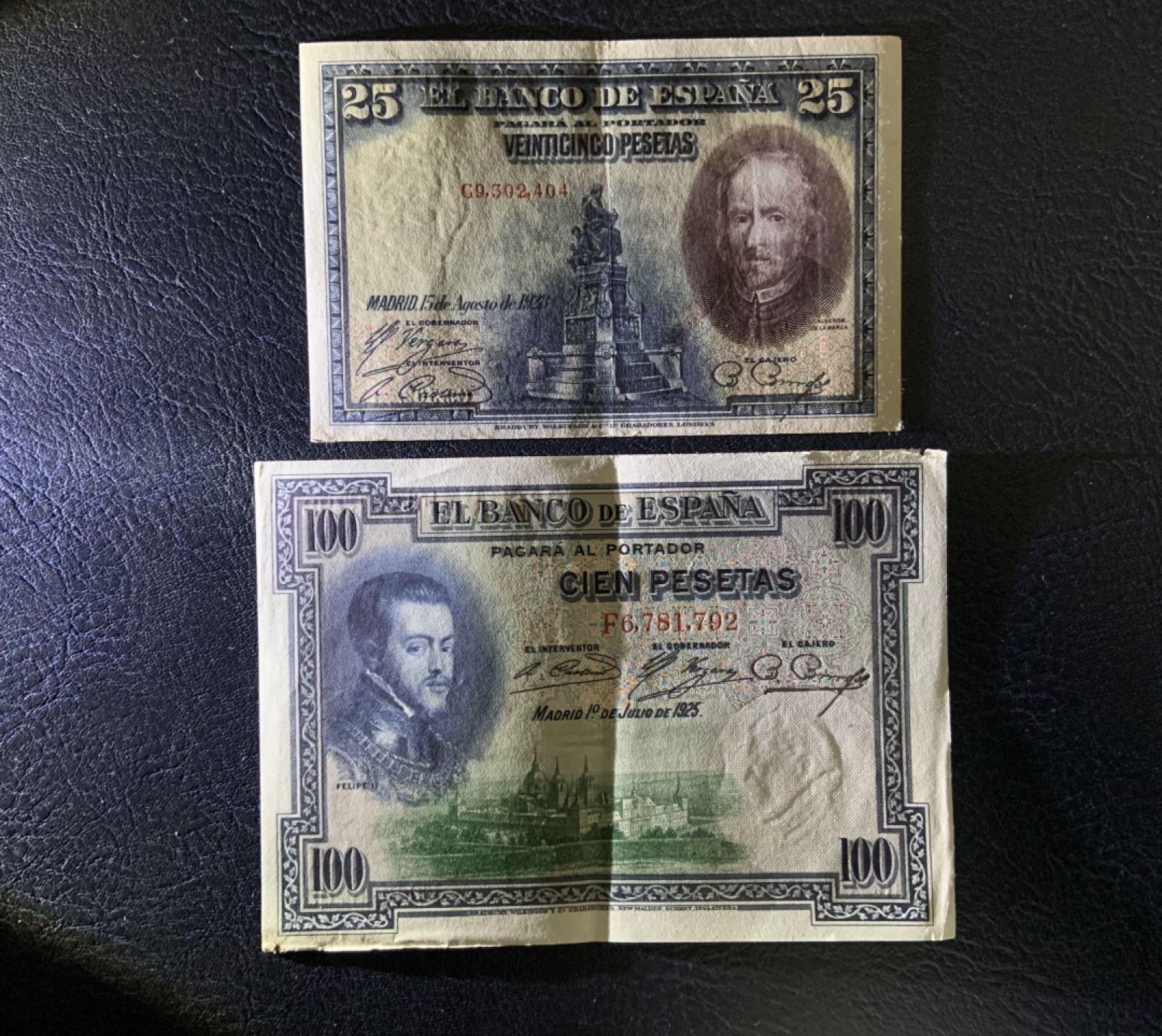 收藏联盟Quantum Auction 第235期拍卖 西班牙1928年25和1925年100比塞塔 品相AU-