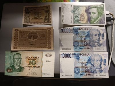 【专场20230222】西风东渐第X期——欧洲钞/币专场 - 【拍品004A21B14】欧洲纸币AUNC——UNC-批量六张