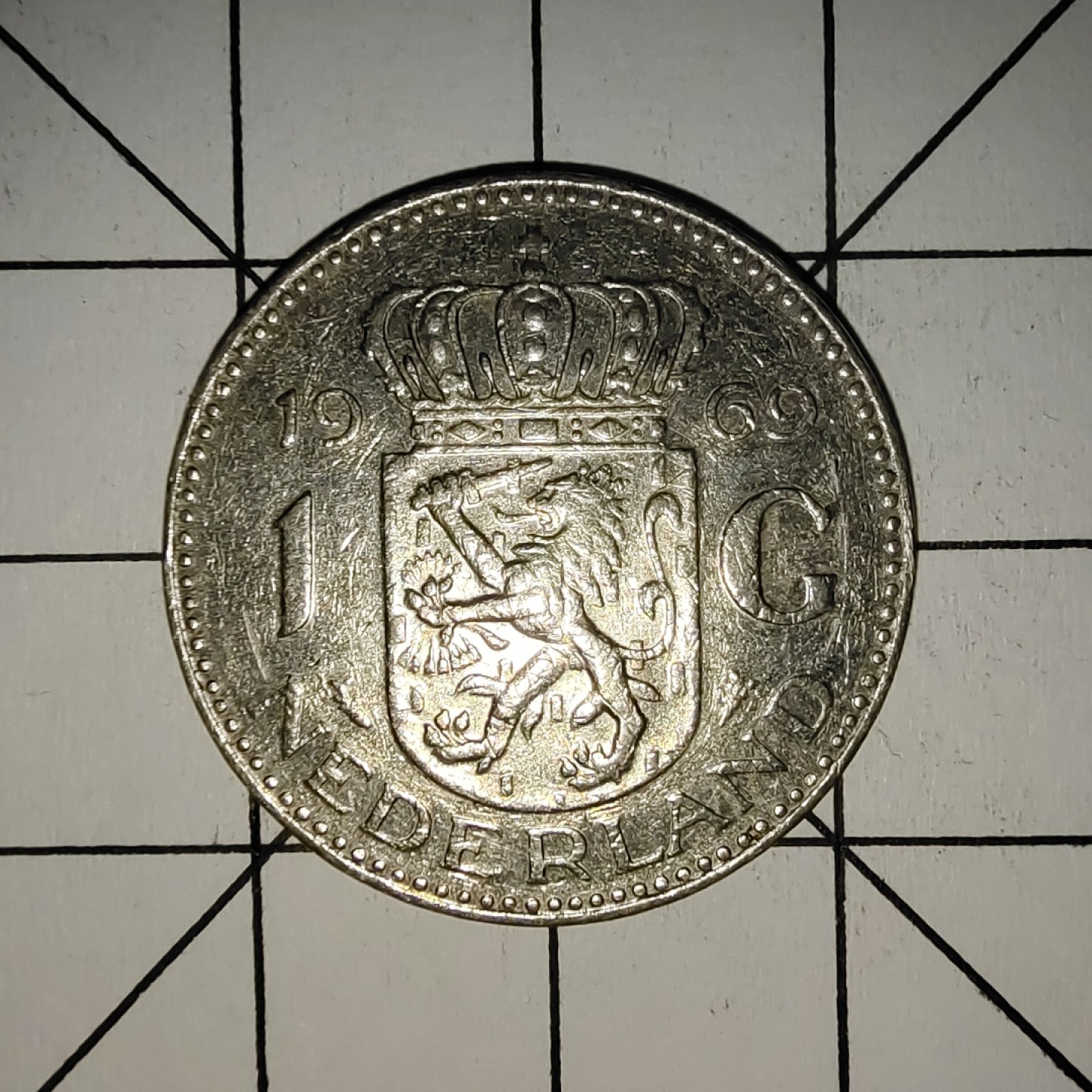 收藏之家世界硬币第11期(满20包邮，可多场累计。捡漏，无押金，无佣金) 荷兰1盾1969年