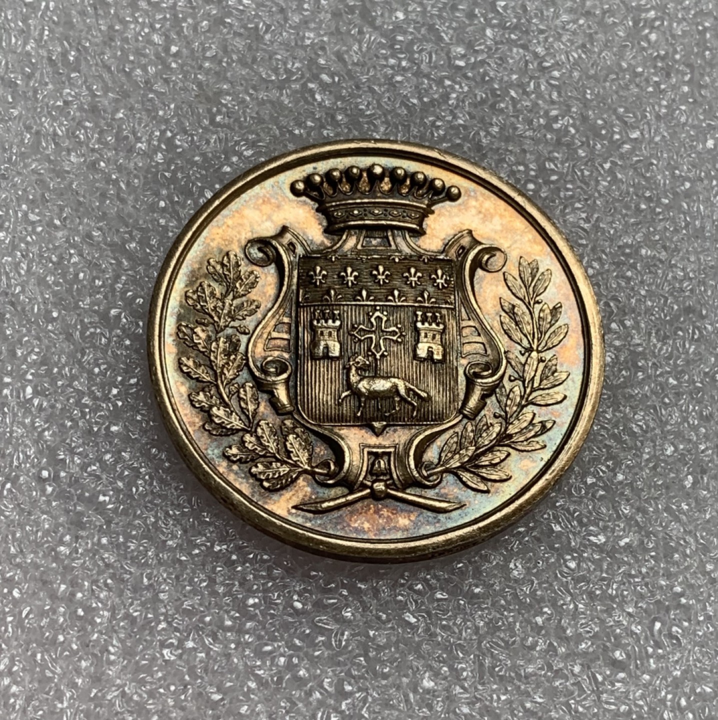 瓶子🏺第80期拍卖会 19世纪法国加隆理事会纪念镀金银章，丰饶角Argent银标，21克36mm