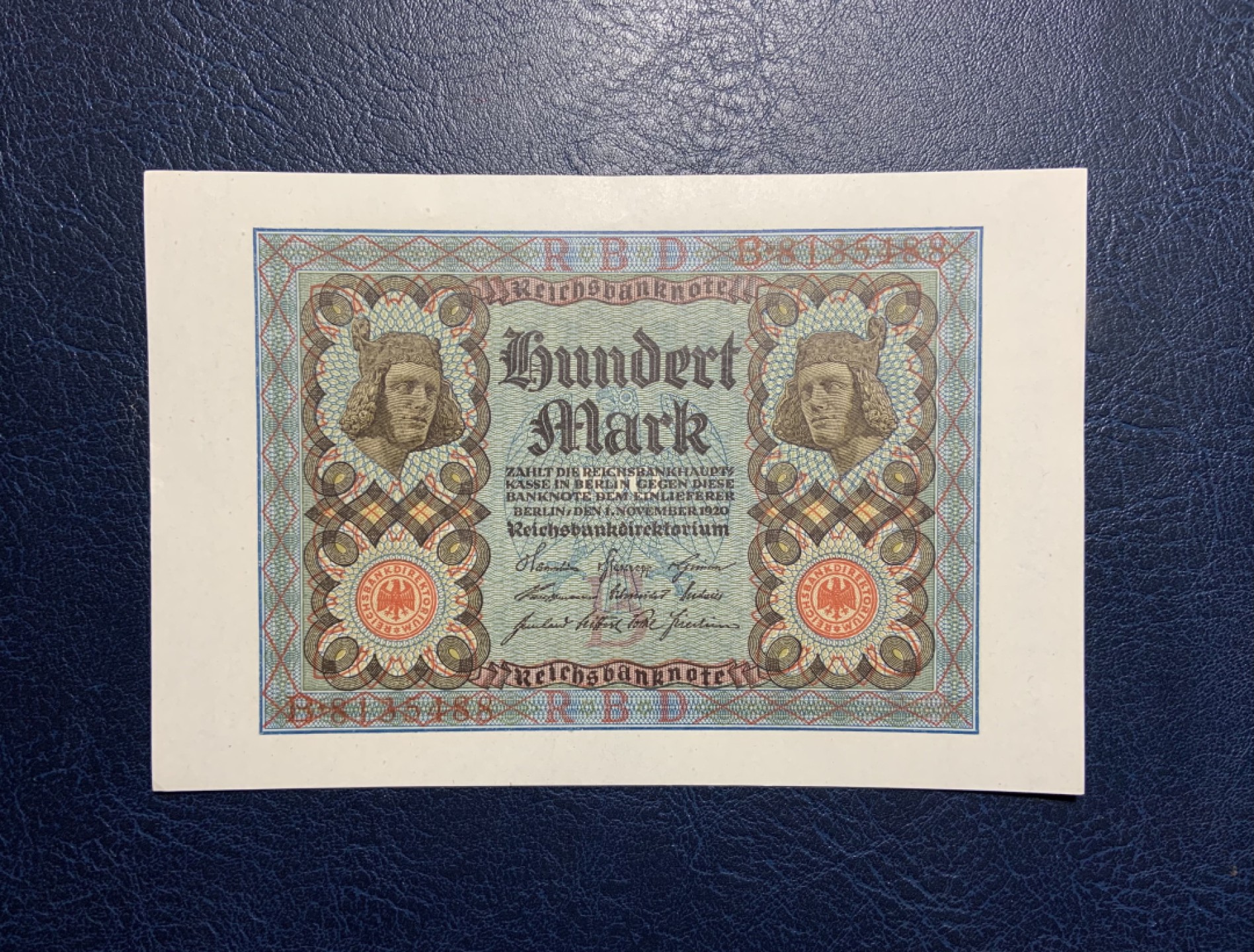 收藏联盟Quantum Auction 第235期拍卖 德国1920年100马克 品相UNC 百年老钞 大票幅