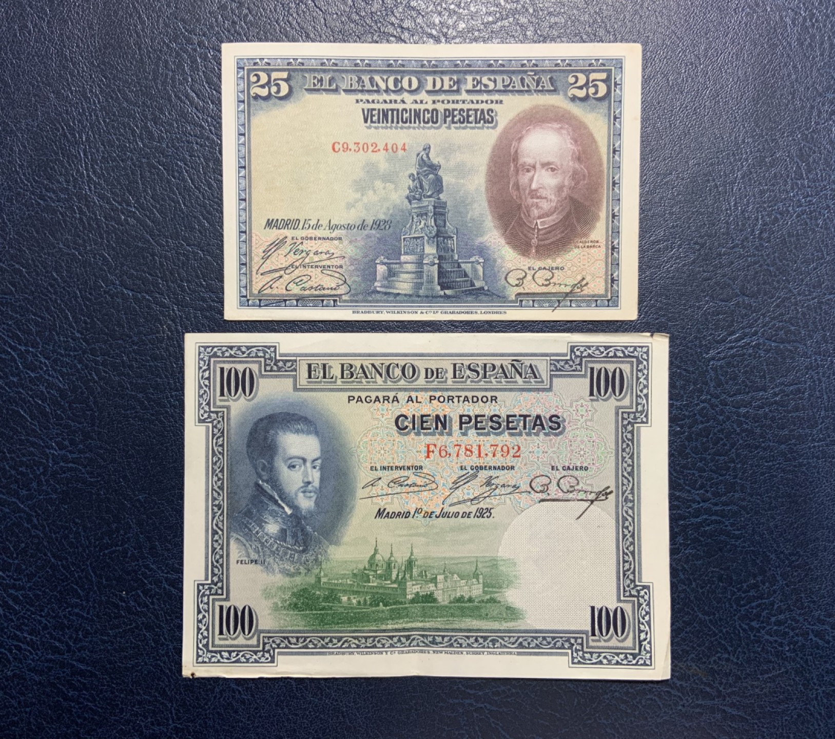 收藏联盟Quantum Auction 第235期拍卖 西班牙1928年25和1925年100比塞塔 品相AU-
