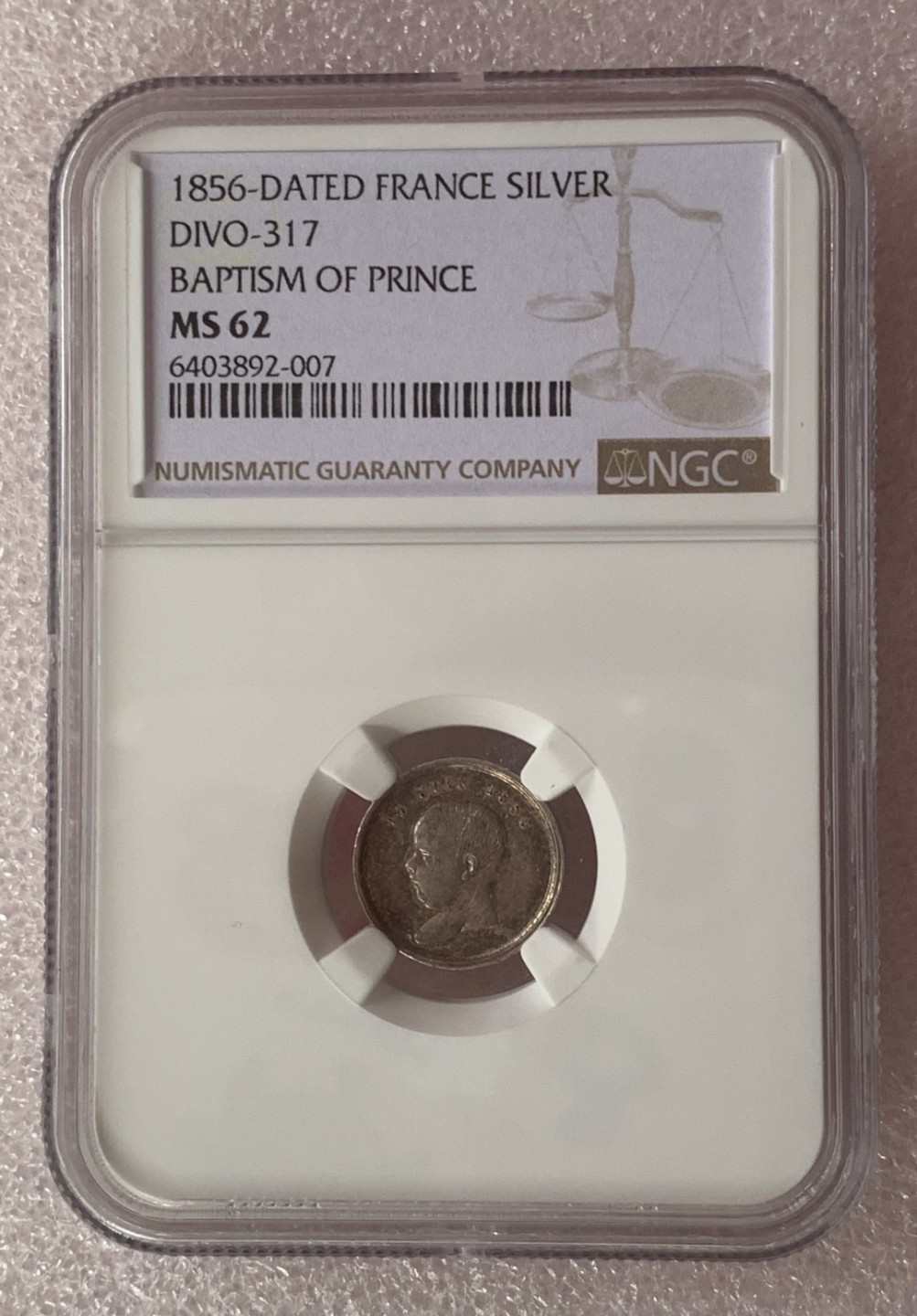 瓶子🏺第80期拍卖会 法国1856年拿破仑三世纪念罗马王银章NGC MS62