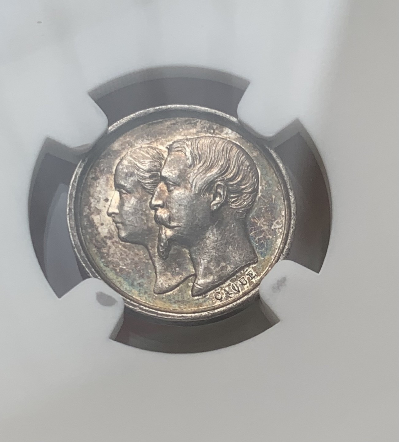 瓶子🏺第80期拍卖会 法国1856年拿破仑三世纪念罗马王银章NGC MS62