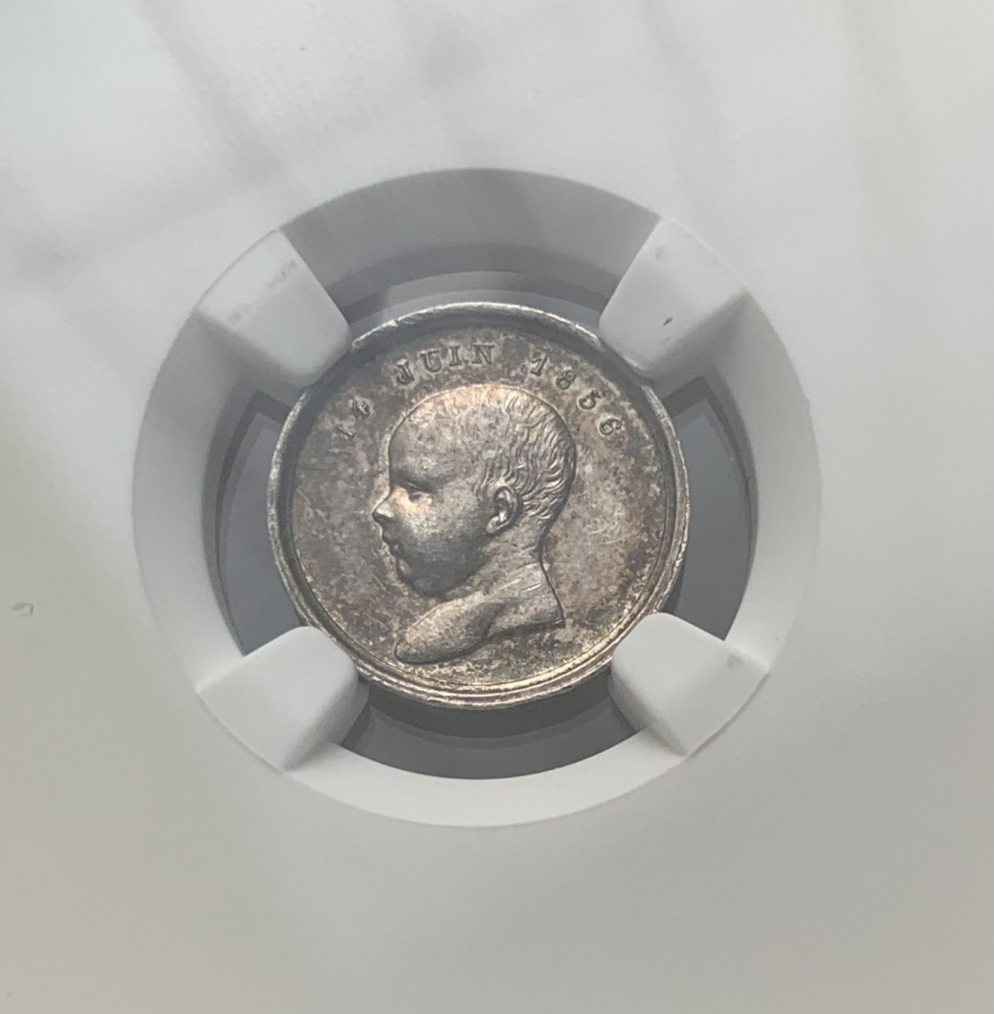 瓶子🏺第80期拍卖会 法国1856年拿破仑三世纪念罗马王银章NGC MS62