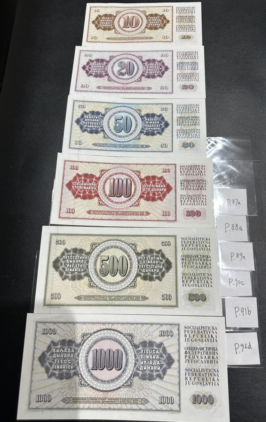 《外钞收藏家》第二百四十三期（南斯拉夫、塞尔维亚、马其顿专场） 南斯拉夫1978-1986年版全套面值共6枚，10/20/50/100/500/1000第纳尔 全新UNC