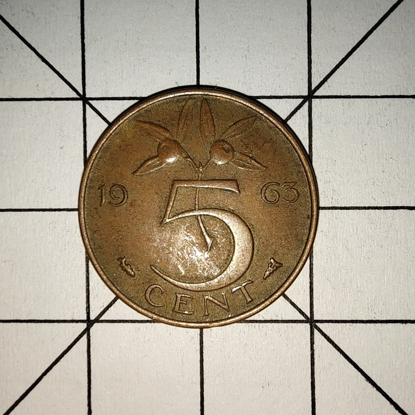 收藏之家世界硬币第11期(满20包邮，可多场累计。捡漏，无押金，无佣金) 荷兰5分1963年