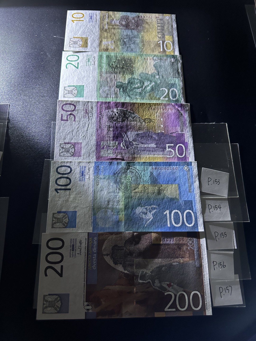 《外钞收藏家》第二百四十三期（南斯拉夫、塞尔维亚、马其顿专场） 南斯拉夫2000-2001年小套，10/20/50/100/200第纳尔 全新UNC