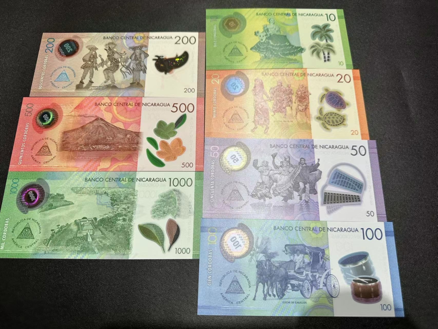 《外钞收藏家》第二百四十四期 连拍场二 尼加拉瓜塑料钞7张一起 全新UNC