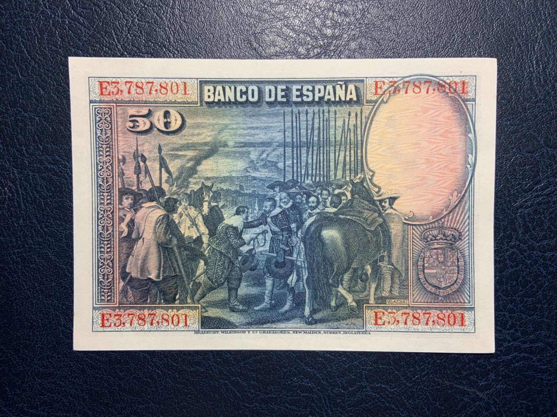 收藏联盟Quantum Auction 第235期拍卖 西班牙1928年50比塞塔 品相UNC 有点钞痕