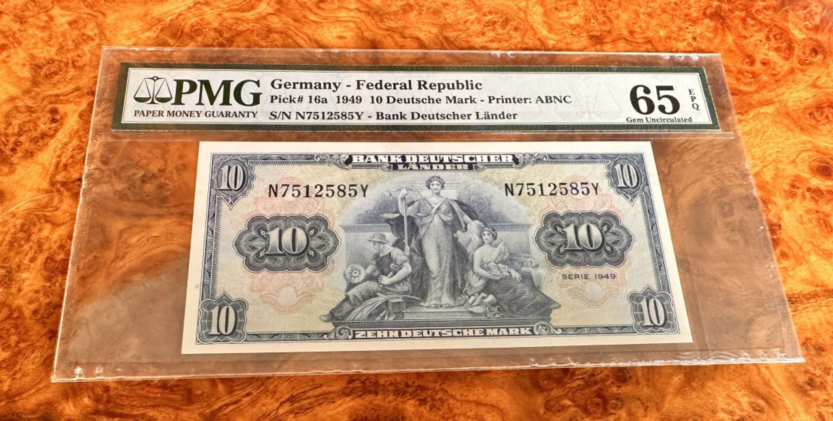 Chase Auction 第18期 - - 外钞、民国钞和人民币混合场！ 1949年德国10马克，PMG65，初版无34！