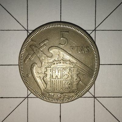 收藏之家世界硬币第12期(满20包邮，可多场累计。捡漏，无押金，无佣金) - 西班牙5比塞塔1957年