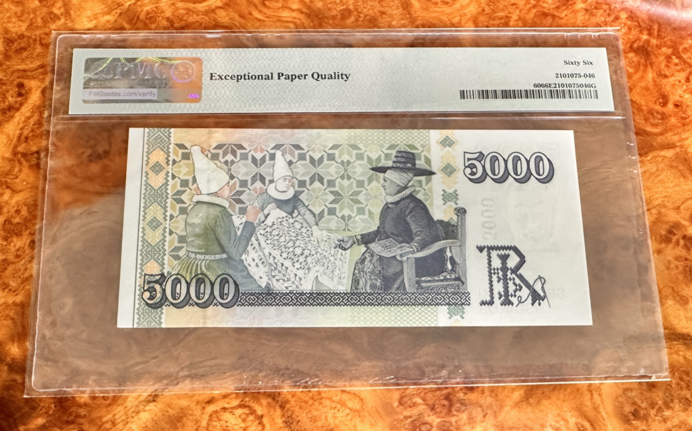 Chase Auction 第18期 - - 外钞、民国钞和人民币混合场！ 2001年冰岛5000克朗，PMG66！世界最美纸币！无47！