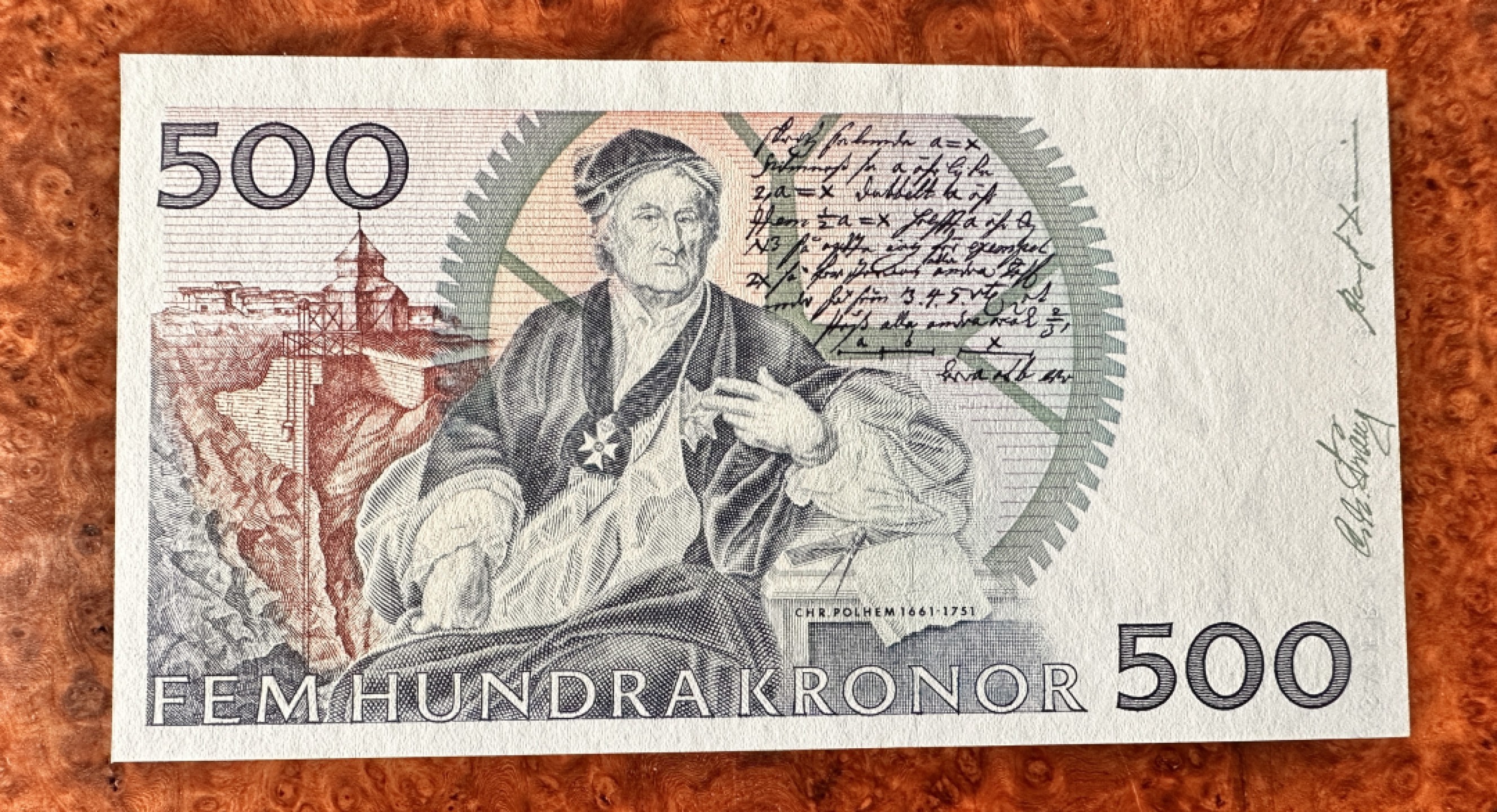 Chase Auction 第18期 - - 外钞、民国钞和人民币混合场！ 瑞典500克朗，蓝卡尔一张，品相如图，UNC-！